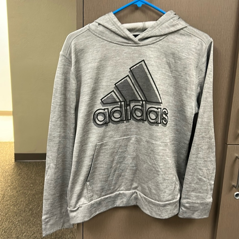 Adidas light gray boys pullover hoodie